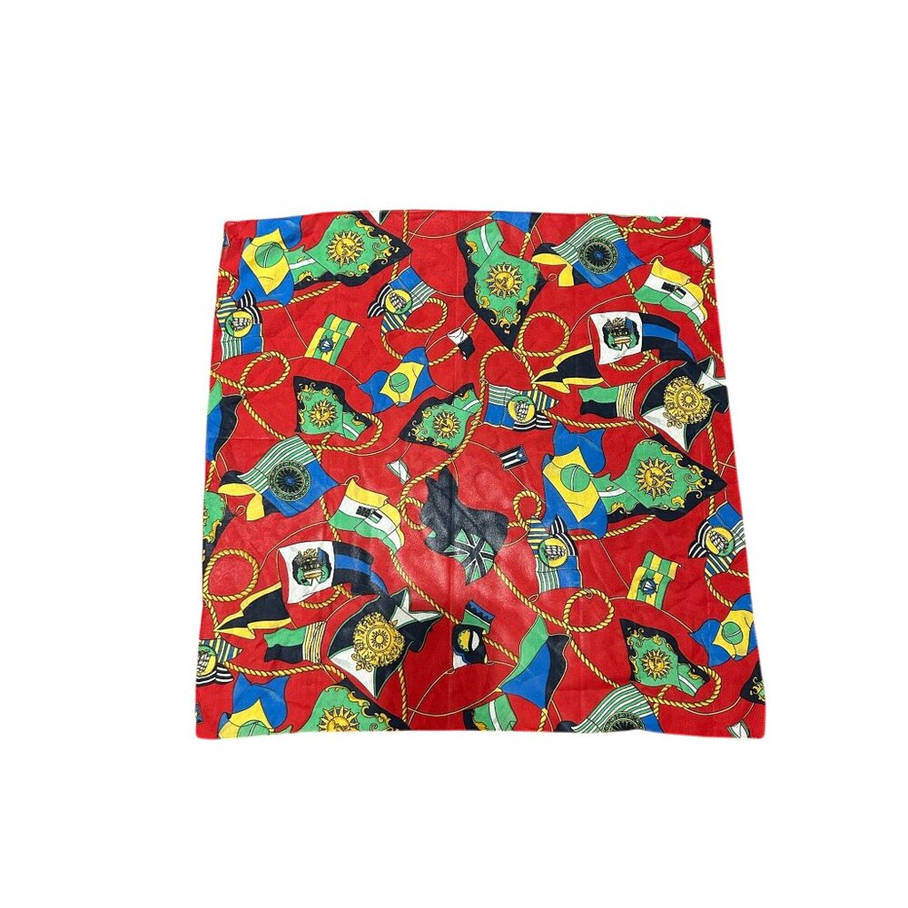 Vintage World Flags Print Bandana 20" x 20" Square Scarf Red Multicolor Wrap